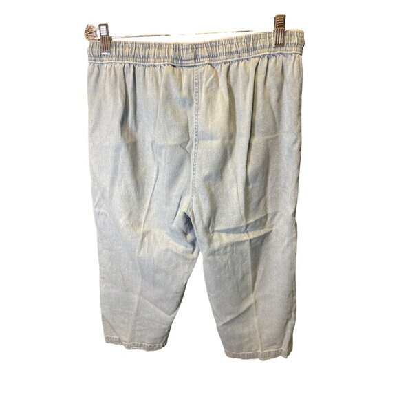 Vintage 90s K.T. Sport Keneth too Light Wash Denim Embroidered Capri Pants SZ MP - Picture 2 of 10